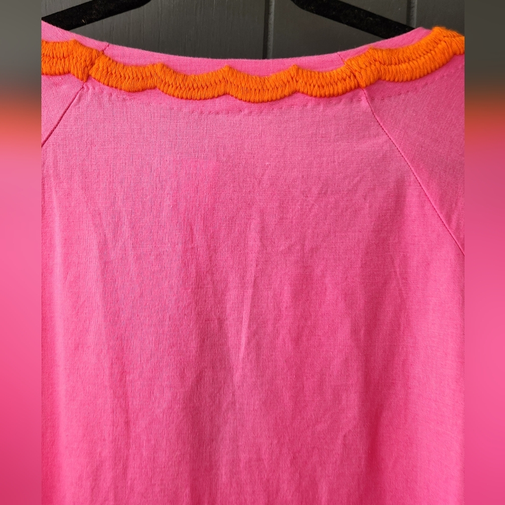 Frances Valentine Pink, White and Orange Peacock Kaftan - Picture 7 of 8